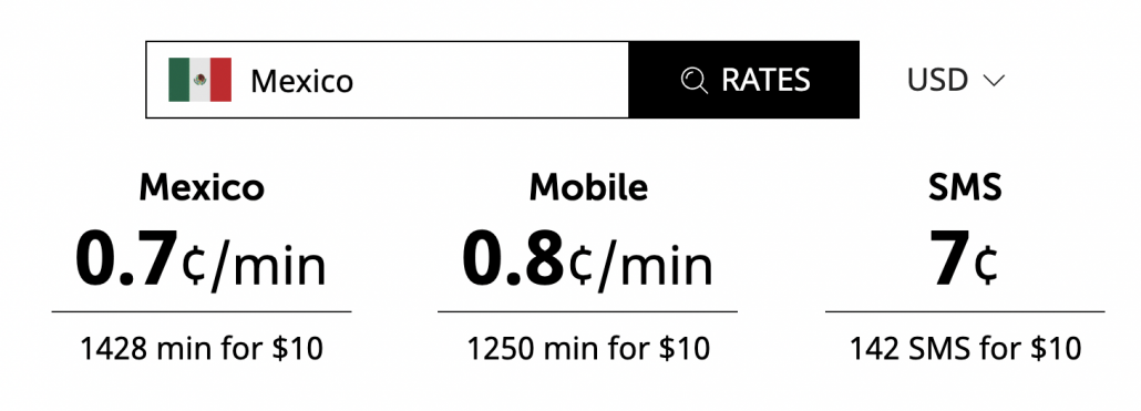 cost to call mexico from canada